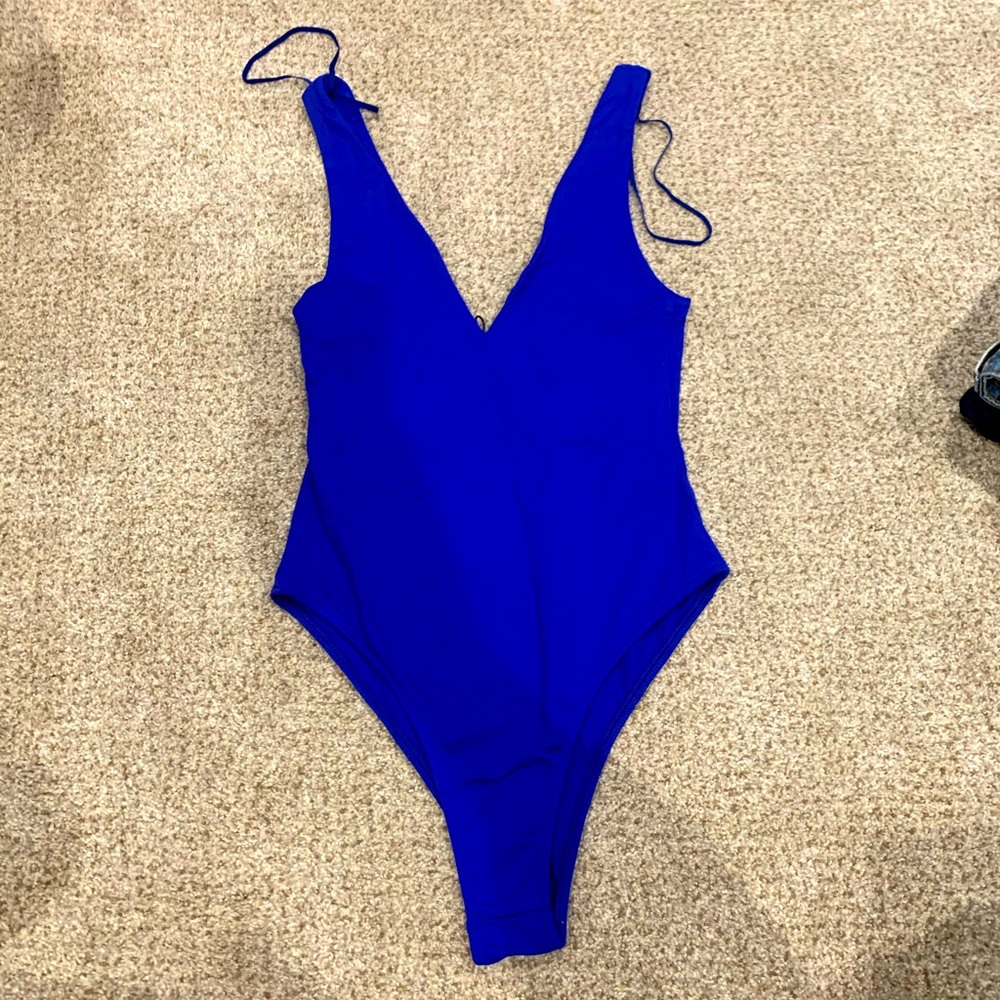 Zara deep v neck bodysuit Blue BOGO